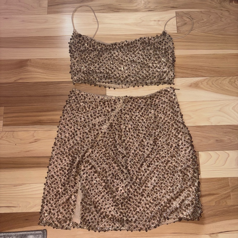 oh polly gold skirt set